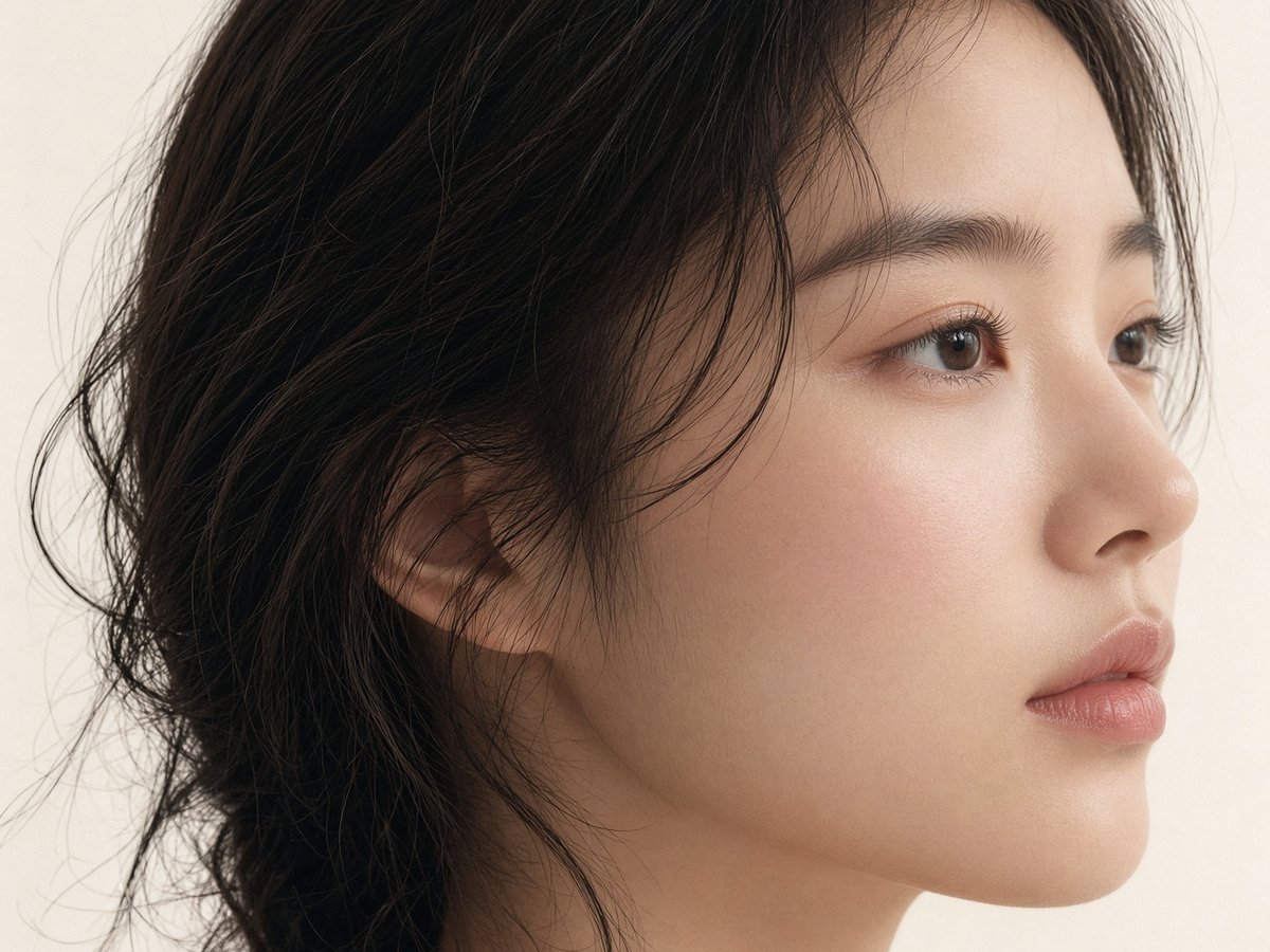 옆에서 본 얼굴의 이마 · 앞볼 · 턱으로 이어지는 곡선(연출 이미지)