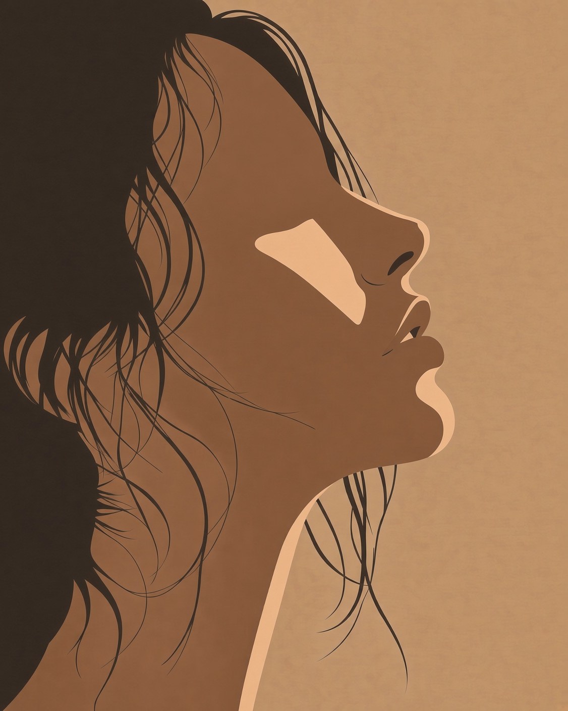 Illustration of a face in profile: 3cc Face LINE ON