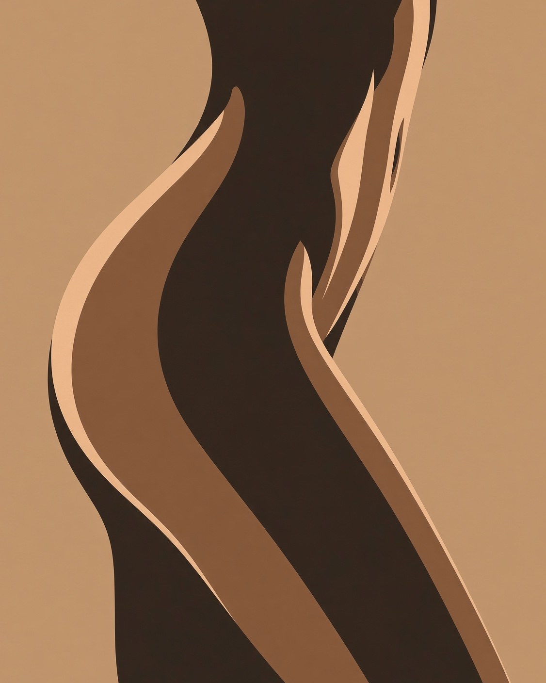 Illustration of waist, buttock and thigh curves: Lower Body LINE ON
