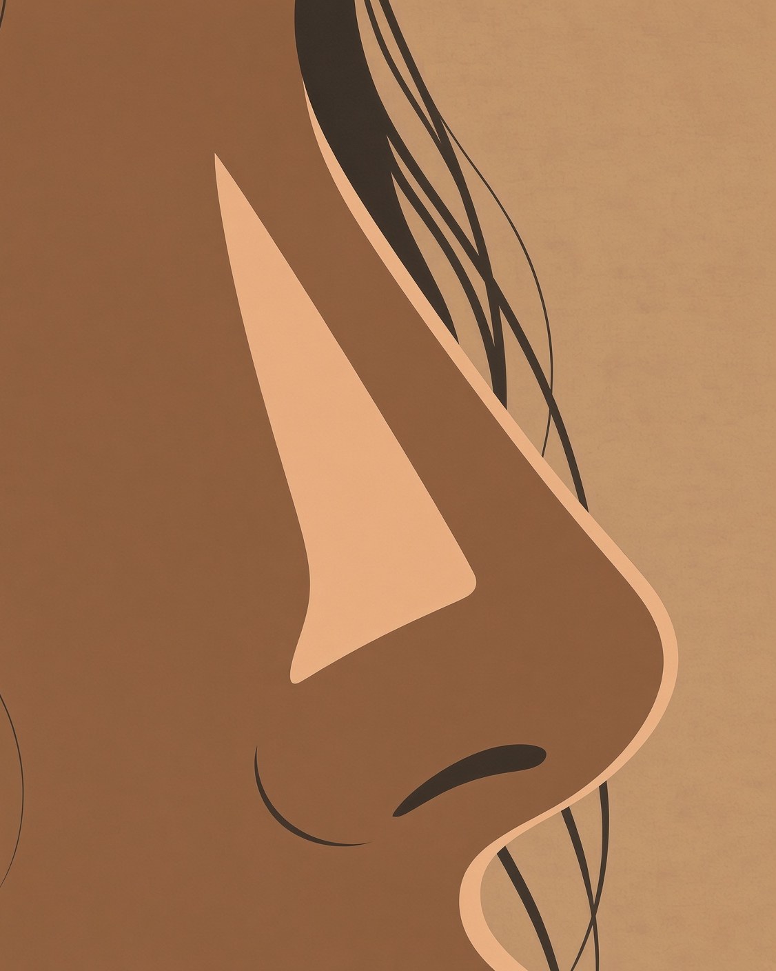 Illustration of a nose in profile: Nose LINE ON